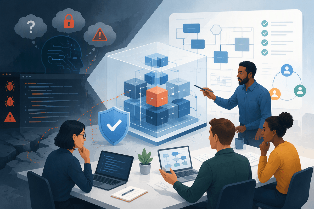 Editorial illustration for Architecture, Security, and Team Practice in Where AI Coding Assistants Fit Into Real Software Development Workflows.