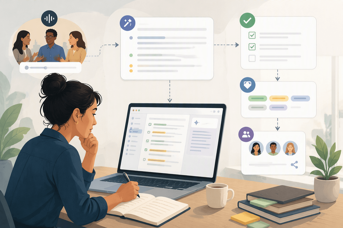 Editorial illustration for Designing a Better Follow-Up Habit in AI Note-Taking Turns Conversations Into Searchable Working Memory.