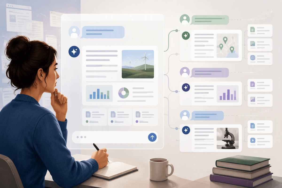 Editorial illustration for How Query Formulation and Follow-Up Research Change in What AI Search Changes About Finding and Evaluating Information.