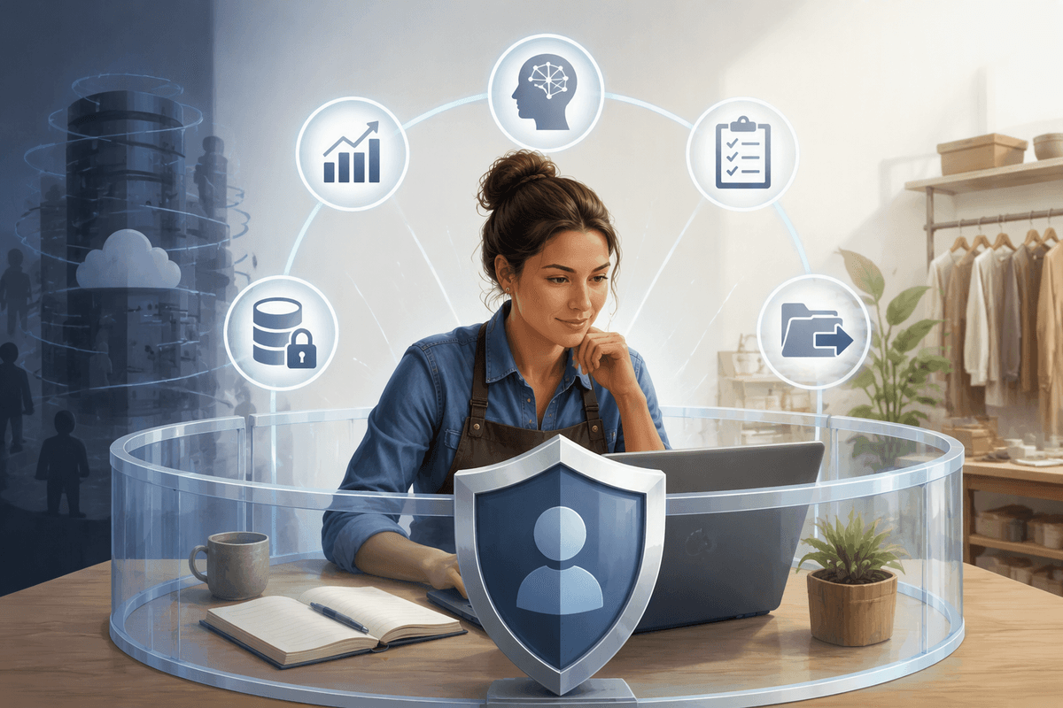 Editorial illustration for Democratization With Guardrails in AI’s Impact on Small Businesses: Democratization or New Dependence?.